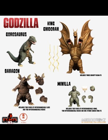 MEZCO - Godzilla: 5 Points XL - Destroy All Monsters 1968 Action Figure 2 Box Set