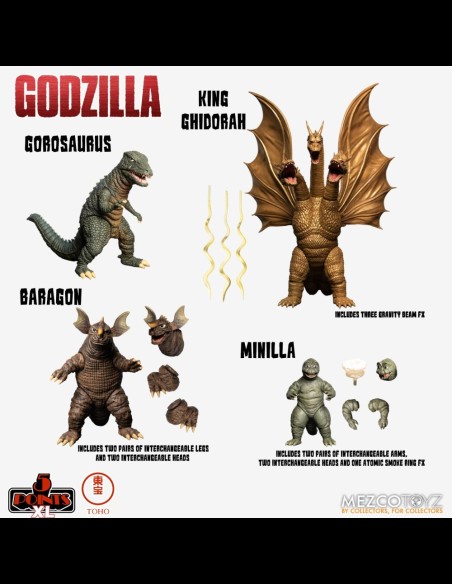 MEZCO - Godzilla: 5 Points XL - Destroy All Monsters 1968 Action Figure 2 Box Set