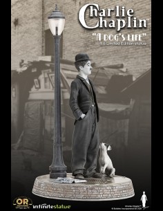 INFINITE STATUE - Charlie Chaplin "A Dog's Life" with light Old&Rare statua 2
