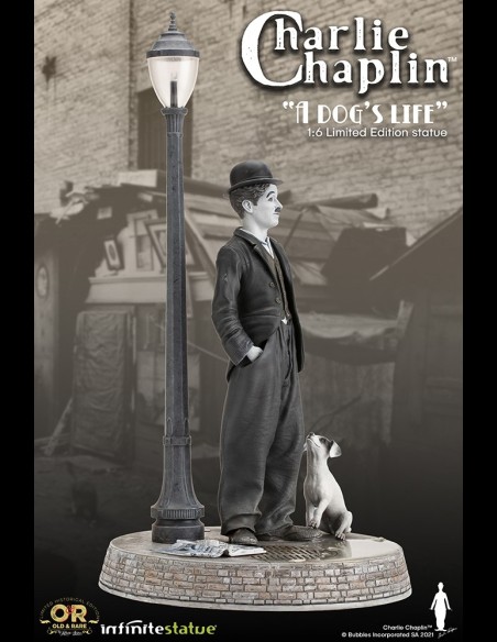INFINITE STATUE - Charlie Chaplin "A Dog's Life" with light Old&Rare statua