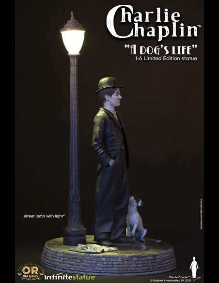 INFINITE STATUE - Charlie Chaplin "A Dog's Life" with light Old&Rare statua
