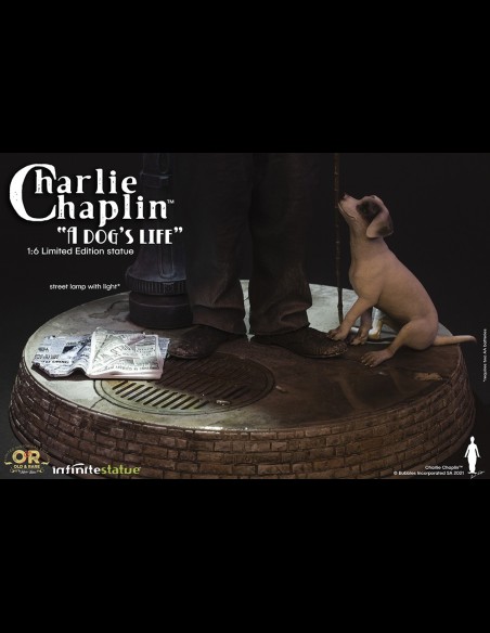 INFINITE STATUE - Charlie Chaplin "A Dog's Life" with light Old&Rare statua