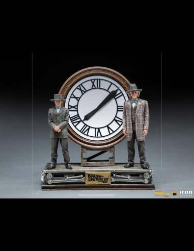 IRON STUDIOS - Back to the Future III Deluxe Art Scale Statue 1/10 Marty and Doc at the Clock 30 cm