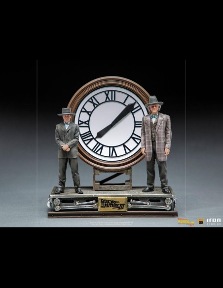 IRON STUDIOS - Back to the Future III Deluxe Art Scale Statue 1/10 Marty and Doc at the Clock 30 cm