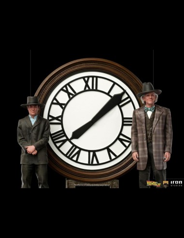 IRON STUDIOS - Back to the Future III Deluxe Art Scale Statue 1/10 Marty and Doc at the Clock 30 cm