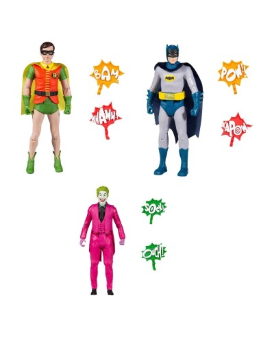 McFARLANE - DC Retro A. Figure 15cm. Batman 66 Set di 3 Batman - Joker - Robin