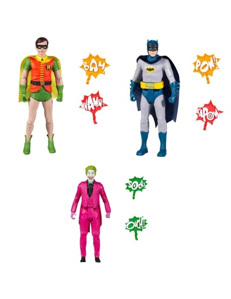 McFARLANE - DC Retro A. Figure 15cm. Batman 66 Set di 3 Batman - Joker - Robin