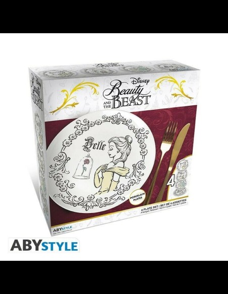 ABYSTYLE - Disney Set di 4 Piatti La Bella e la Bestia