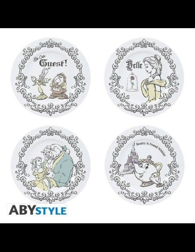 ABYSTYLE - Disney Set di 4 Piatti La Bella e la Bestia