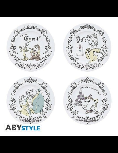 ABYSTYLE - Disney Set di 4 Piatti La Bella e la Bestia