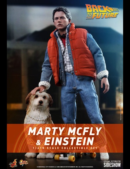 HOT TOYS EXCLUSIVE - Back To The Future Movie Masterpiece Action Figures 1/6 Marty McFly & Einstein 28 cm