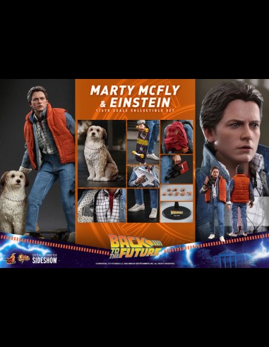 HOT TOYS EXCLUSIVE - Back To The Future Movie Masterpiece Action Figures 1/6 Marty McFly & Einstein 28 cm
